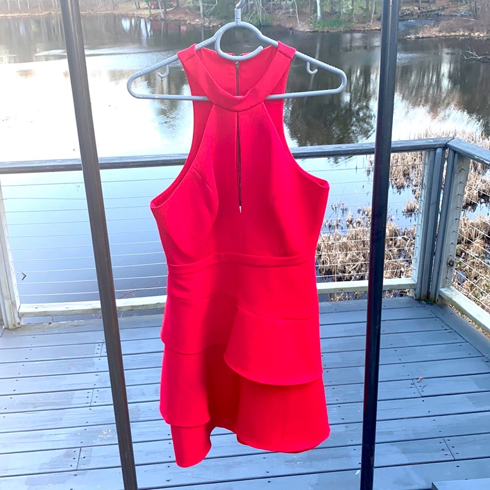 BCBG Rio Red Cocktail Ruffle Dress Sze 8 - Picture 6 of 10